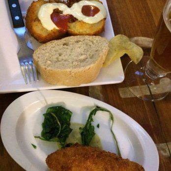 El Trébol - La Bomba (stuffed potato) and a Shrimp Croquette. - Tapas/Small Plates Near Me - Toledo, TO