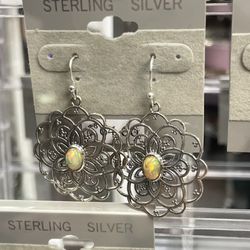 Opal sterling silver earrings