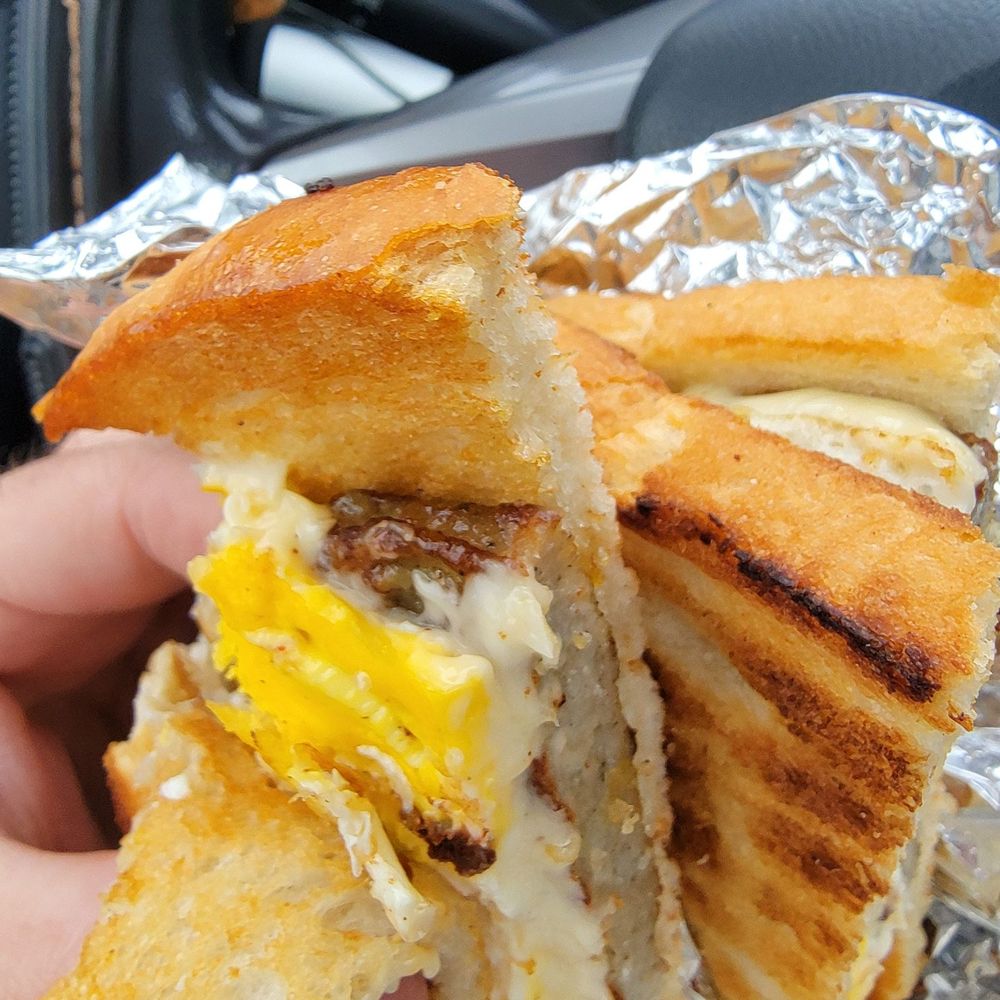 Bernie's Foreside - A very gross and Soggy sourdough sausage egg and cheese sandwich - Breakfast & Brunch Near Me - Falmouth, Maine