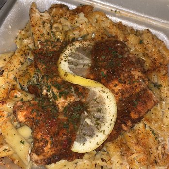 Shrimps - Cajun Salmon Alfredo- comes with a Caesar Salad & garlic toast - Seafood Near Me - Richmond, Virginia Shrimps - Cajun Salmon Alfredo- comes with a Caesar Salad & garlic toast - Seafood Near Me - Richmond, Virginia