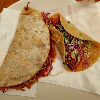 Tacos Rudos - Chicken quesadilla (L) and chicken taco (R). - Tacos Near Me - Columbus, Ohio