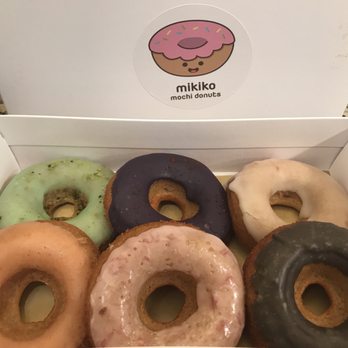 Mikiko Mochi Donuts - September Box (from top left to bottom right): Pandan w/ Matcha, Ube w/ li hing, Calamansi, POG, Rose Milk Tea, Black Sesame - Donuts Near Me - Beaverton, Oregon Mikiko Mochi Donuts - September Box (from top left to bottom right): Pandan w/ Matcha, Ube w/ li hing, Calamansi, POG, Rose Milk Tea, Black Sesame - Donuts Near Me - Beaverton, Oregon