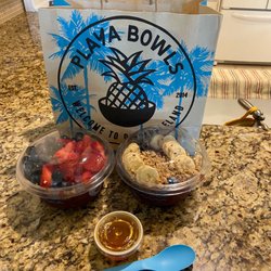 Playa Bowls - 8th Ave- Acai Bowl And açaí with blueberries and strawberries...honey on the side