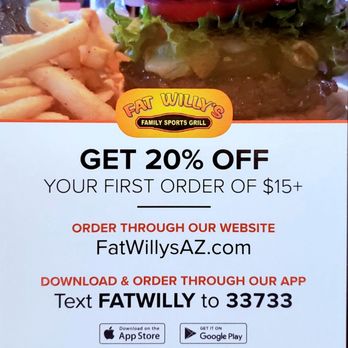 Fat Willy's - Online Order Special - Sports Bars Near Me - Mesa, Arizona