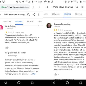 White Glove Cleaning - previous Google reviews - I'm not the only one that had issues with this service - Home Cleaning Near Me - Warner Robins, Georgia White Glove Cleaning - previous Google reviews - I'm not the only one that had issues with this service - Home Cleaning Near Me - Warner Robins, Georgia