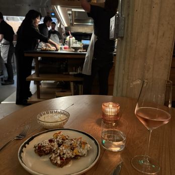 Isidore - The beautiful interior and popcorn chicken. Dinner with a twist. - New American Near Me - San Antonio, Texas