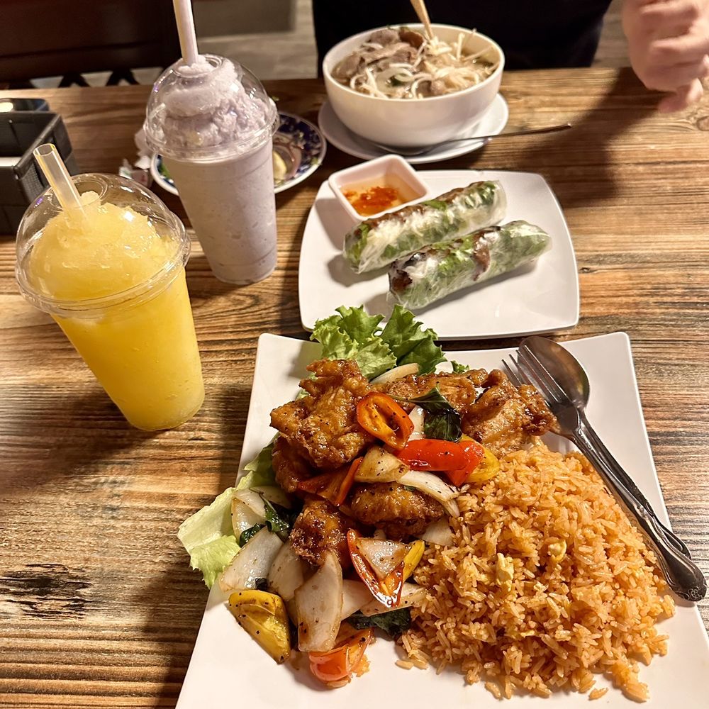 Kaiju Noodle House - Ca luc lac, charbroiled pork spring rolls, pho dac biet, taro smoothie, passion fruit slush. - Vietnamese Near Me - Azusa, California Kaiju Noodle House - Ca luc lac, charbroiled pork spring rolls, pho dac biet, taro smoothie, passion fruit slush. - Vietnamese Near Me - Azusa, California
