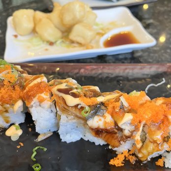 Tsuki Sushi - two plates of sushi and a plate of dumplings - Sushi Bars Near Me - West Sacramento, California Tsuki Sushi - two plates of sushi and a plate of dumplings - Sushi Bars Near Me - West Sacramento, California