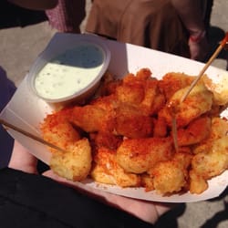 Curd's the Word - Large fries cheese curds with buffalo seasoning and jalapeño ranch dipping sauce, $10 and worth every penny (and calorie).