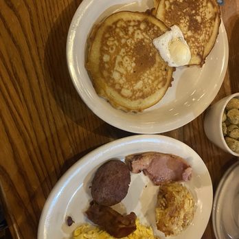 Cracker Barrel Old Country Store - Grandma's Sampler Pancake Breakfast Fried Okra - Breakfast & Brunch Near Me - Grovetown, Georgia