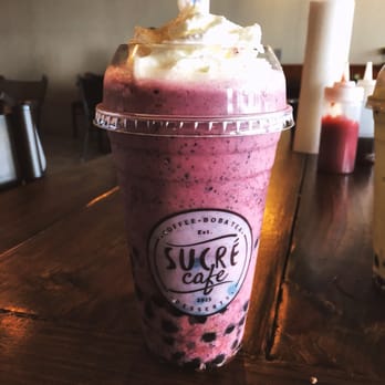 Sucre Cafe - Blueberry Banana smoothie - Desserts Near Me - Plano, Texas Sucre Cafe - Blueberry Banana smoothie - Desserts Near Me - Plano, Texas