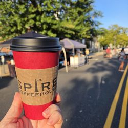Spire Coffeehouse - Mocha latte at downtown night out from Spire