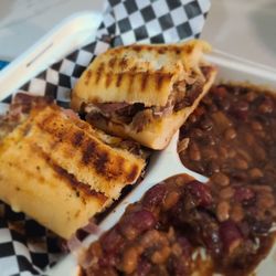The Brazen Fork - Brisket panini plus pit beans