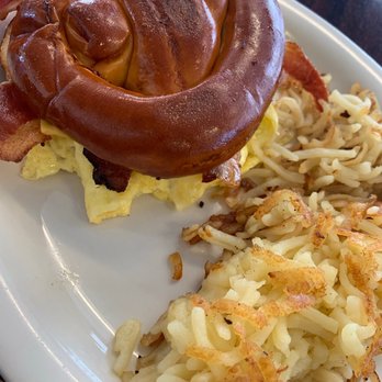 Waffle King's Virginia Kitchen - Faiths Pretzel Bread Sandwich - Breakfast & Brunch Near Me - Herndon, Virginia Waffle King's Virginia Kitchen - Faiths Pretzel Bread Sandwich - Breakfast & Brunch Near Me - Herndon, Virginia