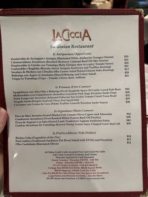 Menu photo 2 La Ciccia San Francisco, CA Menu photo 2 La Ciccia San Francisco, CA