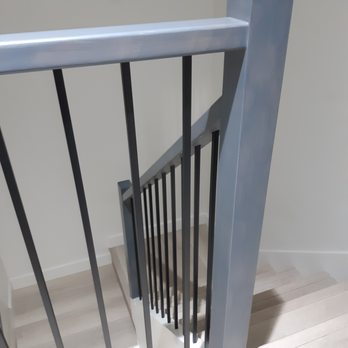 Cervizzi Painting - Grey stained stair post and rail - Painters Near Me Cervizzi Painting - Grey stained stair post and rail - Painters Near Me