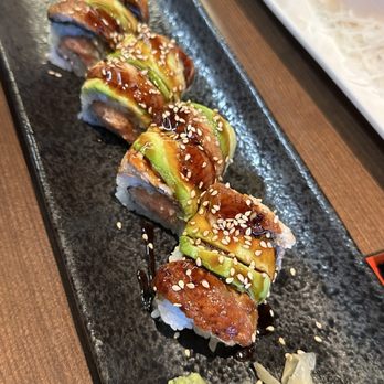 Hachikawa Sushi - Razing Roll (Spicy Tuba Inside-out, topped w/ Eel & Avocado) - Japanese Near Me - Queens, New York Hachikawa Sushi - Razing Roll (Spicy Tuba Inside-out, topped w/ Eel & Avocado) - Japanese Near Me - Queens, New York