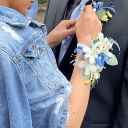 Corsage and boutonnière for prom.
