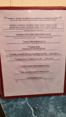 Menu photo 2 Gabby's Diner Milan, NM