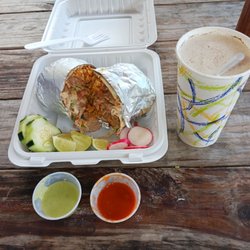 Taqueria Los Primos - College Park - Shrimp burrito,  horchata