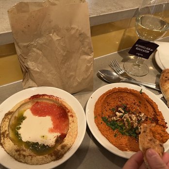Kubeh - Hummus ($14) and Muhammara (also $14) each comes with one pita - Middle Eastern Near Me - New York, New York