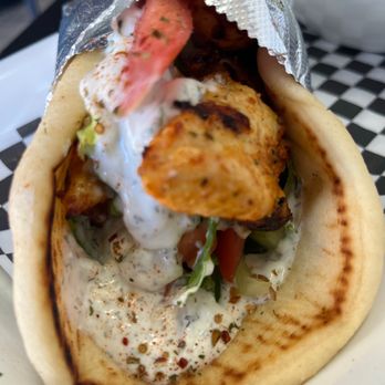 Greek Bistro - Chicken gyro with tahini sauce. The chicken was NOT dry and very tasty! - Greek Near Me - Henderson, Nevada Greek Bistro - Chicken gyro with tahini sauce. The chicken was NOT dry and very tasty! - Greek Near Me - Henderson, Nevada