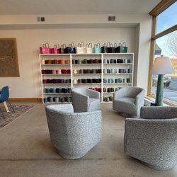 The Yarnery - Lovely seating area with great lighting!