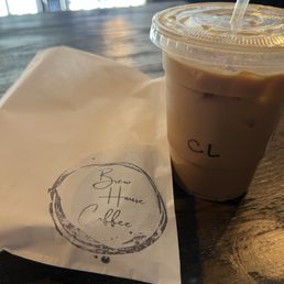 Iced Caramel Latte & unwrapped panini (lol)