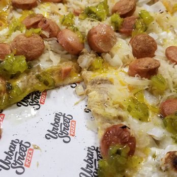 Urban Street Pizza - Hot dog with the works.....in pizza form. - Pizza Near Me - Brookfield, Connecticut Urban Street Pizza - Hot dog with the works.....in pizza form. - Pizza Near Me - Brookfield, Connecticut