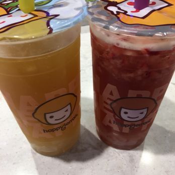 Happy Lemon - Boston - Kumquat lemon tea and strawberry green tea with lychee jelly (light ice and sugar) - Coffee & Tea Near Me - Boston, Massachusetts Happy Lemon - Boston - Kumquat lemon tea and strawberry green tea with lychee jelly (light ice and sugar) - Coffee & Tea Near Me - Boston, Massachusetts