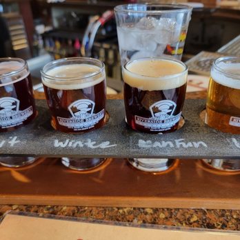 Riverside Brewery and Restaurant - a flight of beers - New American Near Me - West Bend, Wisconsin