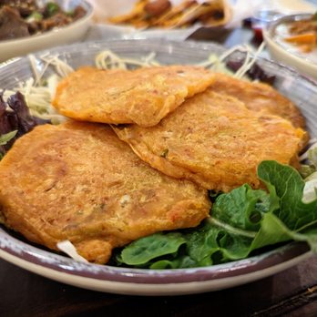 Namu - Korean Pancakes. $10.00. Pan-fried rice flour scallion pancakes with kimchi. - Korean Near Me - Durham, North Carolina Namu - Korean Pancakes. $10.00. Pan-fried rice flour scallion pancakes with kimchi. - Korean Near Me - Durham, North Carolina