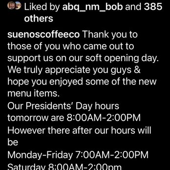 Sueños Coffee - Current Hours - Coffee & Tea Near Me - Albuquerque, New Mexico