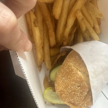 Killer Burger Spokane Valley - Picture of my cold, peanut butter, pickled bacon burger - Burgers Near Me - Spokane Valley, Washington