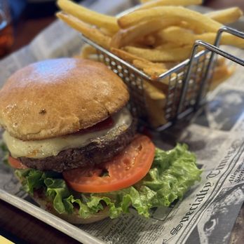 The Irishman Pub & Eatery - Main Street burger with fries - Irish Near Me - Williamsville, New York