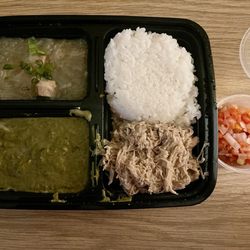 Uncle Glenn's Hawaiian Food - chicken long rice, squid luau, kalua pork, lomi salmon and rice