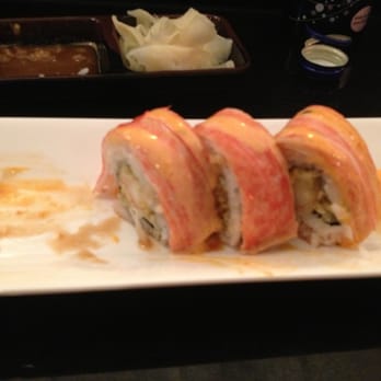 Sushiya - Sunrise roll (shrimp tempura roll with krab meat on top) - Sushi Bars Near Me - Dallas, Texas Sushiya - Sunrise roll (shrimp tempura roll with krab meat on top) - Sushi Bars Near Me - Dallas, Texas
