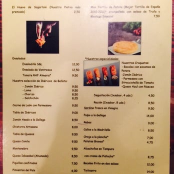 Sagartoki - Menu side A - Tapas Bars Near Me - Vitoria-gasteiz, Virgin Islands