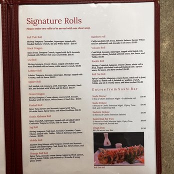Chef Sake's - Menu Signature Rolls - Japanese Near Me - Mobile, Alabama