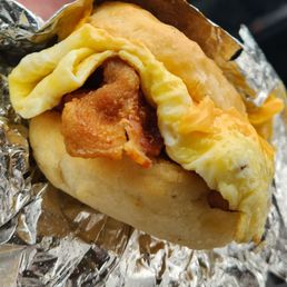 Bacon egg and cheese biscuit to go. It was dry.