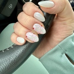 The One Nail Salon - Cherry Blossom design, acrylic manicure by Eric at One Nail salon.