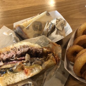 Gott's Roadside - Wisconsin sourdough burger and an order of onion rings - American Near Me - Greenbrae, California Gott's Roadside - Wisconsin sourdough burger and an order of onion rings - American Near Me - Greenbrae, California