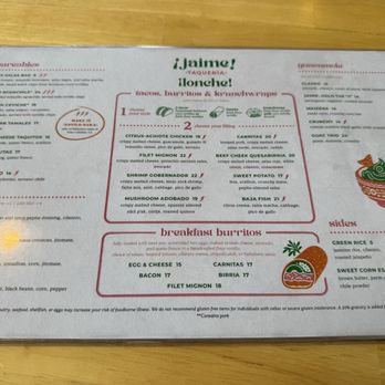 ¡Jaime! Taqueria - Lunch menu - Mexican Near Me - El Segundo, California ¡Jaime! Taqueria - Lunch menu - Mexican Near Me - El Segundo, California