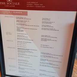 The Sociale Menu
