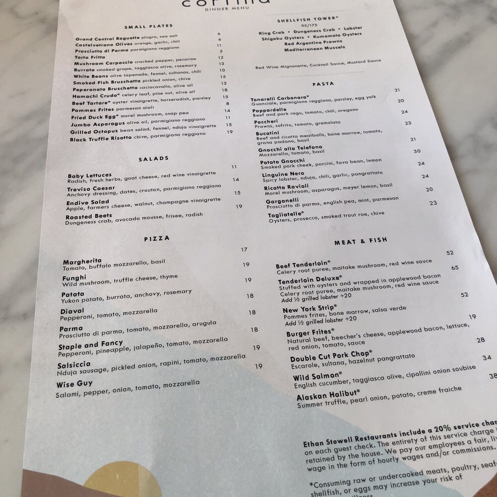 Cortina - Menu - Italian Near Me - Seattle, Washington Cortina - Menu - Italian Near Me - Seattle, Washington