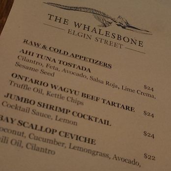 The Whalesbone - Menu - Seafood Near Me - Ottawa, Ontario