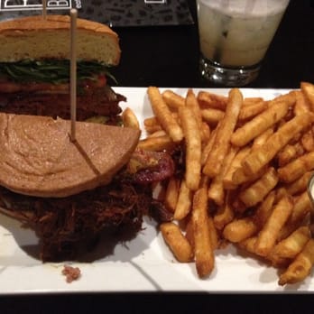 Bar Bistro - Half of the southwest burger & half of a pulled pork, shared. The Gin-Coction cocktail was fantastic. - Cocktail Bars Near Me - Tacoma, Washington Bar Bistro - Half of the southwest burger & half of a pulled pork, shared. The Gin-Coction cocktail was fantastic. - Cocktail Bars Near Me - Tacoma, Washington