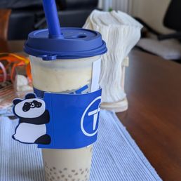 Roasted oolong milk tea with cheese foam and sago Roasted oolong milk tea with cheese foam and sago