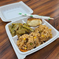 Water Drop Vegetarian House - 4-26-23: 2 choice $11.00. Vegetarian fried rice, bitter melon w/black bean sauce, vegetable cake - yum