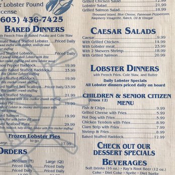 Ray's Seafood & Lobster - Menu - Seafood Near Me - Rye, New Hampshire